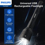 Load image into Gallery viewer, Philips SFL3602R Rechargeable LED Flashlight 1000 Lumens (Black)