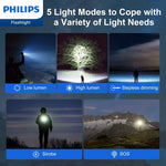 Load image into Gallery viewer, Philips SFL3602R Rechargeable LED Flashlight 1000 Lumens (Black)