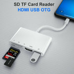 Load image into Gallery viewer, Lightning 5 in 1 OTG 1080P HDMI Cable USB SD TF Card Reader Digital AV TV Adapter