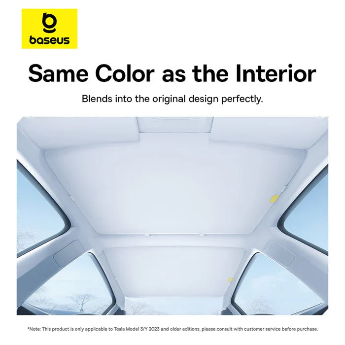 Baseus T-Space Series Car Skylight Sunshade For Tesla Model Y (Double Layer Version)-Moon White