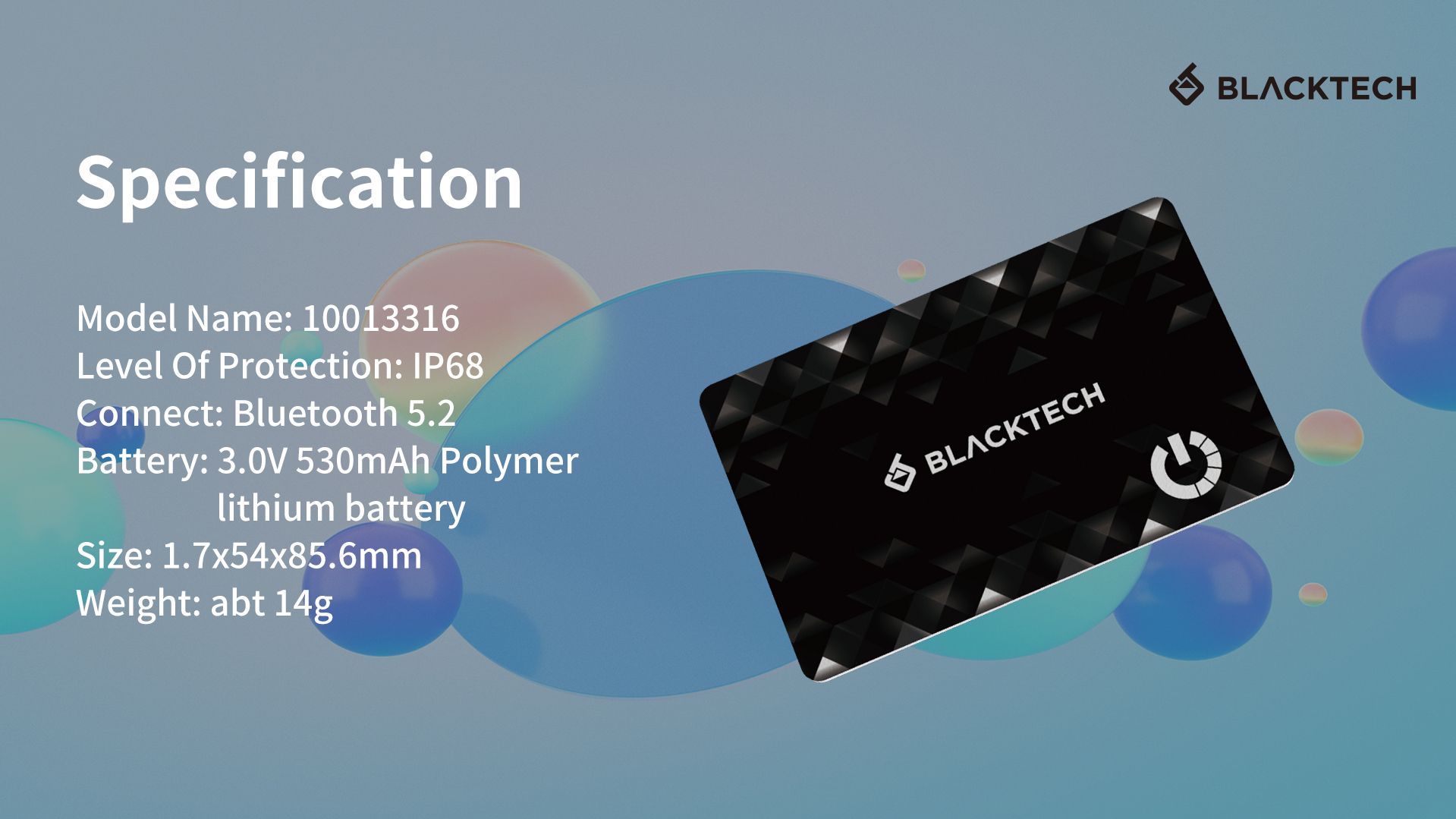 BLACKTECH Smart Tracking Card Anti Lost Device Apple Find My iPhone Certified