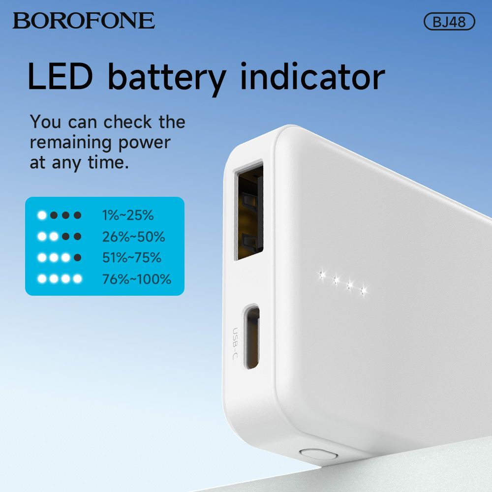 BOROFONE BJ48 Mini Portable 2500 mAh Power Bank - White