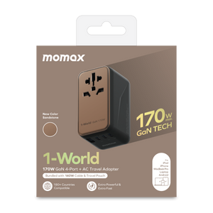 Momax 1-World (170W) GaN PD (4-Port) USB Type-C Charger / AC Plug / Travel Adapter