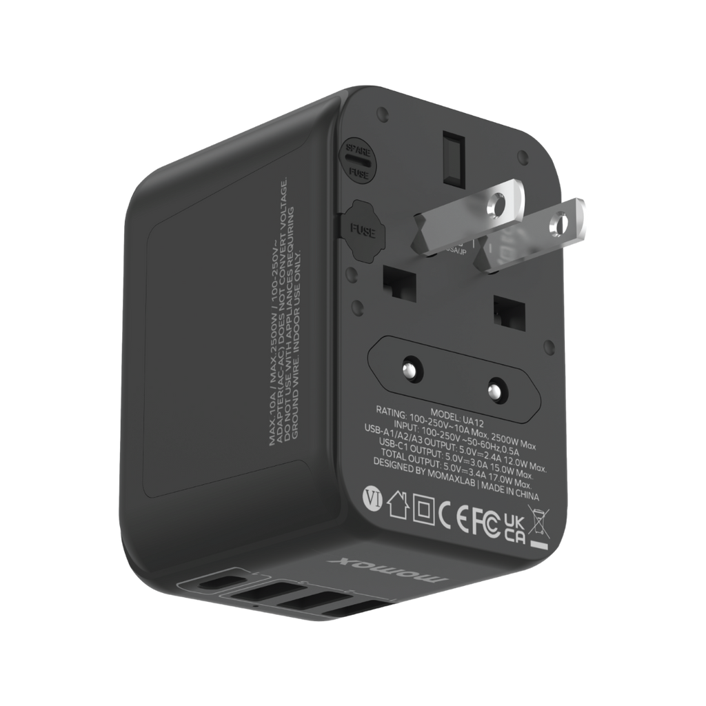 Momax 1-World 17W 3-port AC Travel Adapter