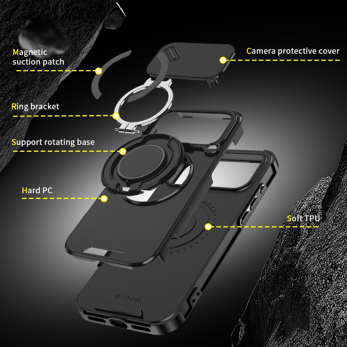 Samsung Galaxy S26 Plus BLACKTECH Magnetic TitanRing Armor - Black