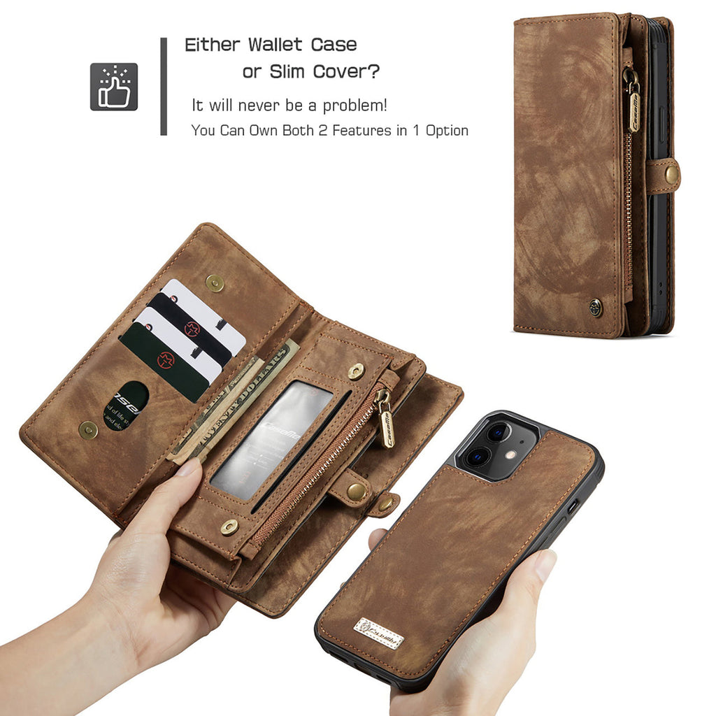 iPhone 17 CaseMe Detachable Case Leather Zip Wallet Cover