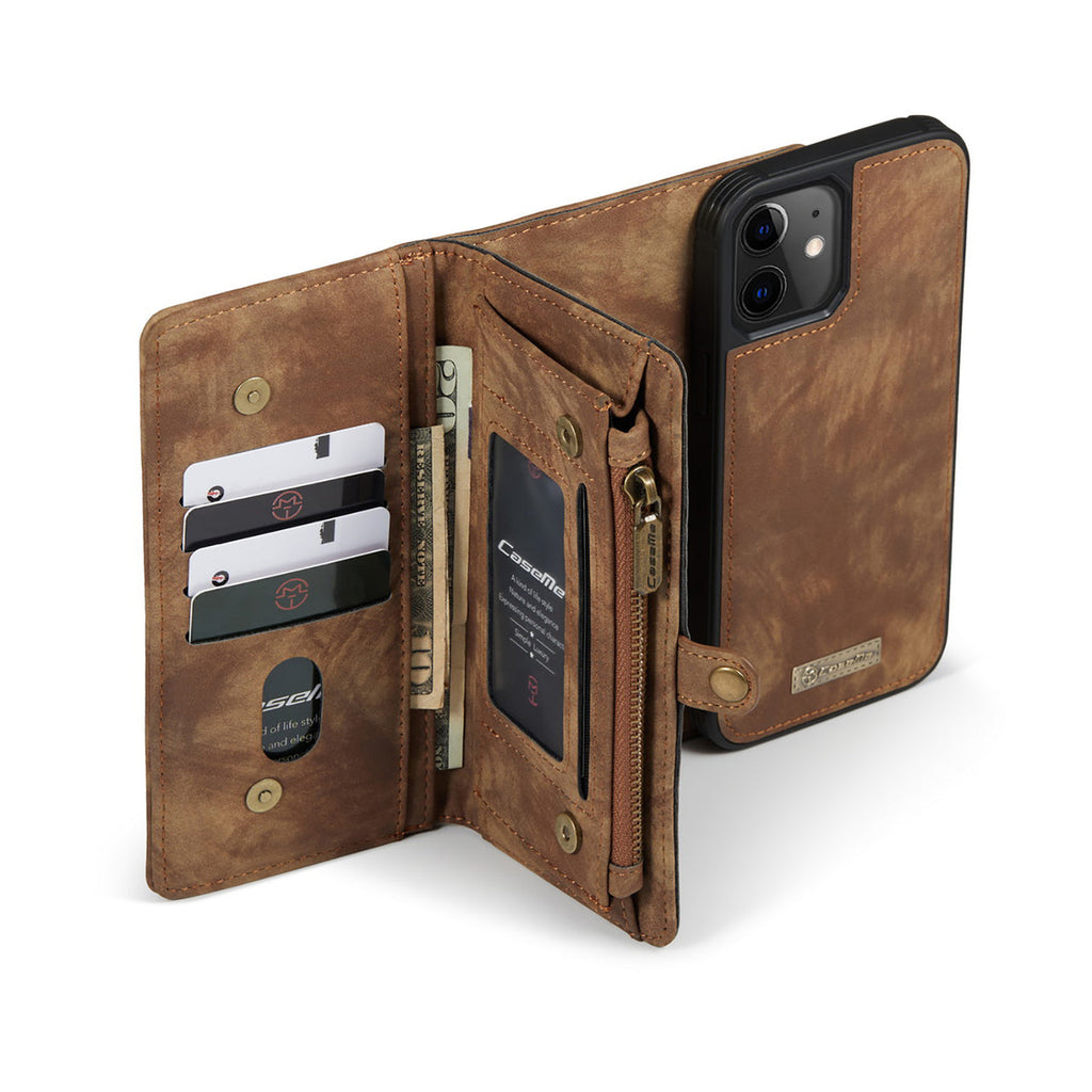 iPhone 17 Pro CaseMe Detachable Case Leather Zip Wallet Cover