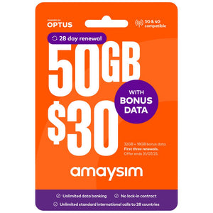 Amaysim $30 Prepaid SIM Card Starter Pack
