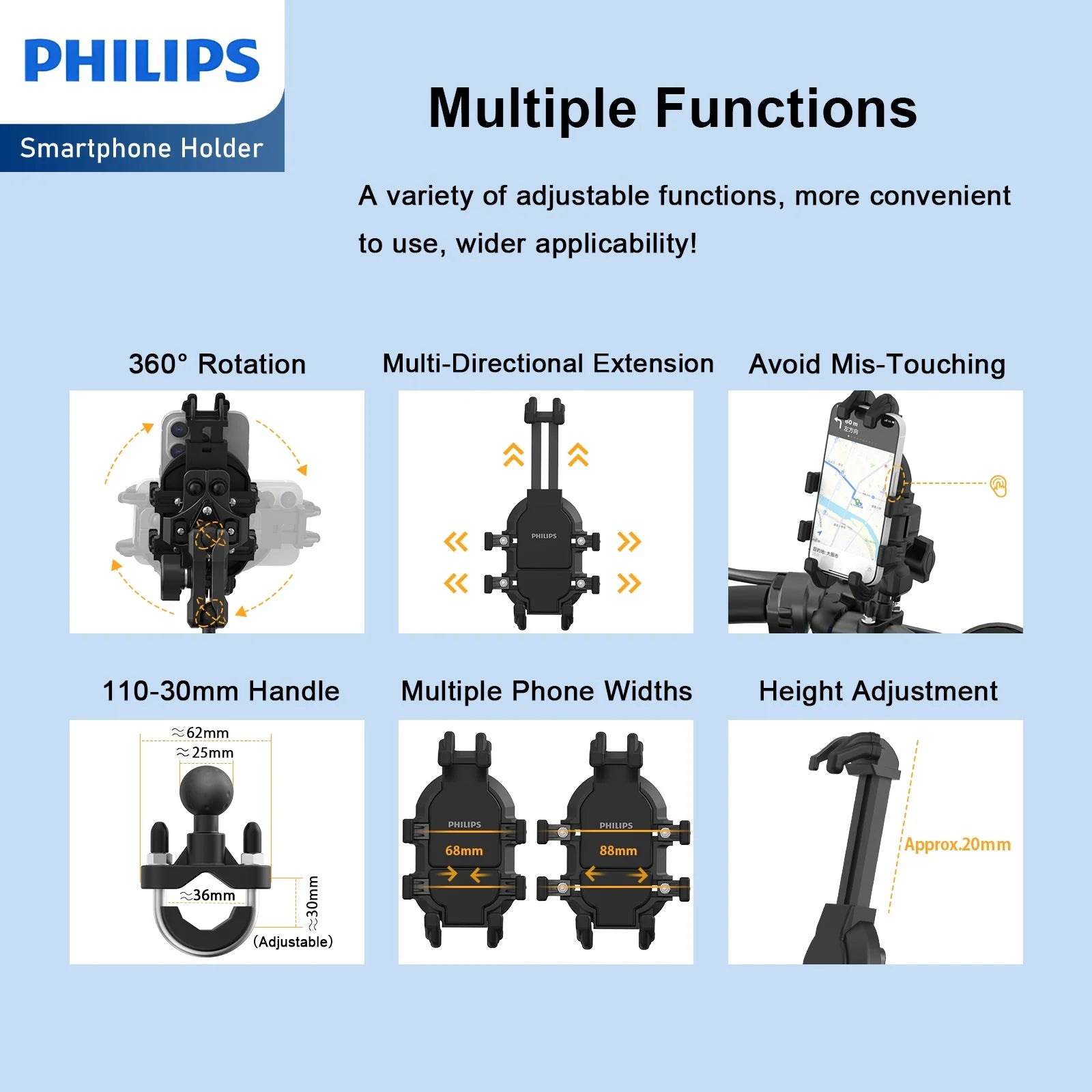 Philips Shockproof Phone Holder For Bike (DLK3536N)