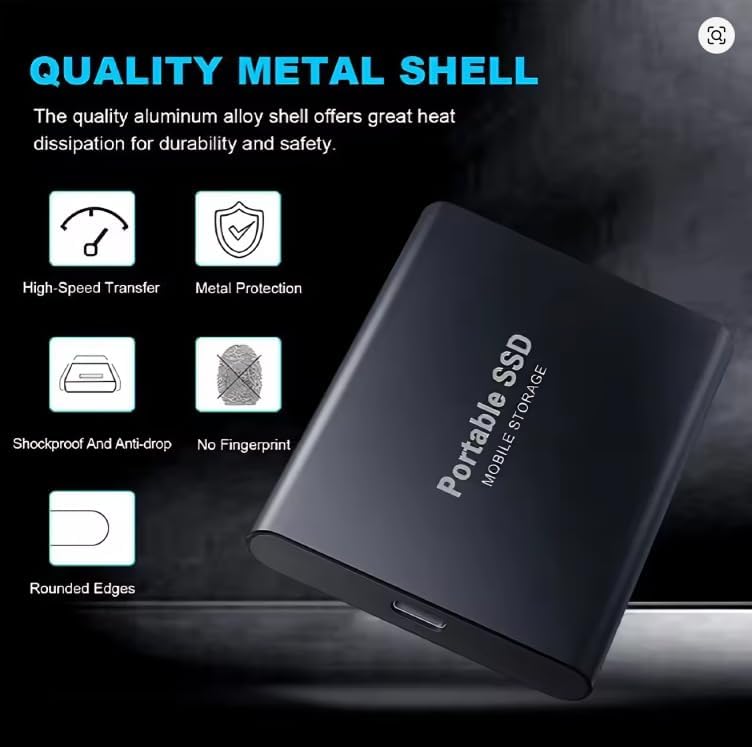 Portable SSD External Hard Drive High-Speed Compatible with Windows, Mac, Android, PS5, and PC