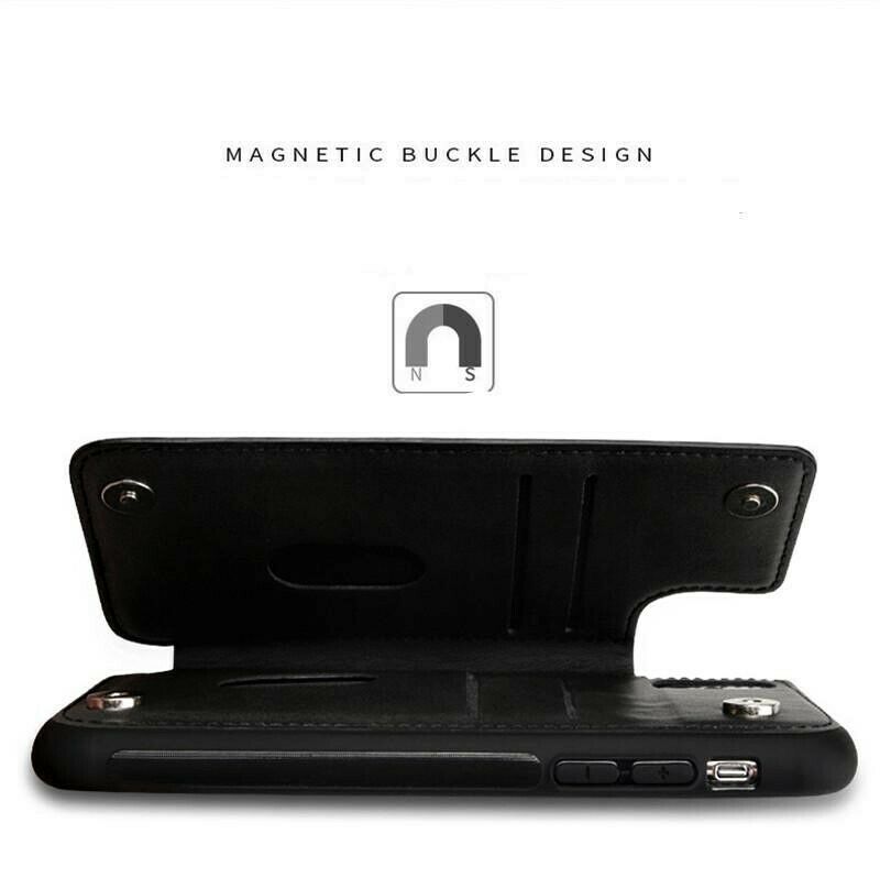 iPhone 17 Pro Shockproof Luxury Leather Multi Card Slot Holder Hanman Back Case