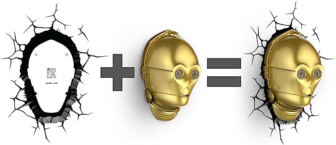 C3PO Deco Light Up LED Bulbs Head Wall Decoration 3D FX Hanging