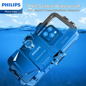 Philips Underwater Diving Phone Case [Operated Underwater] Photo Video, Deep Water Photography Waterproof Case Snorkeling Case 82FT/25M for iPhone 7 to iPhone 14 Series with Lanyard DLK6301B