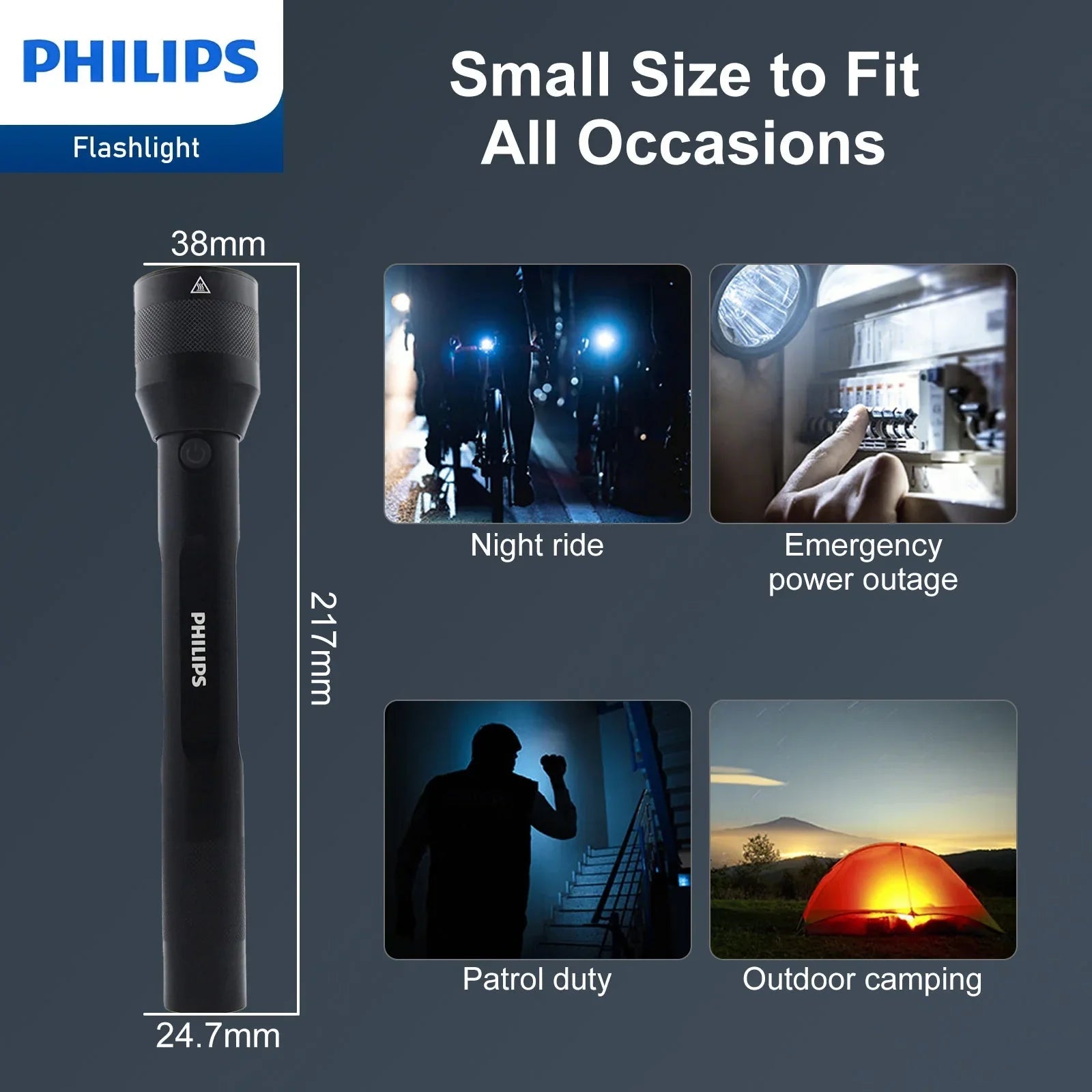 Philips SFL3602R Rechargeable LED Flashlight 1000 Lumens (Black)