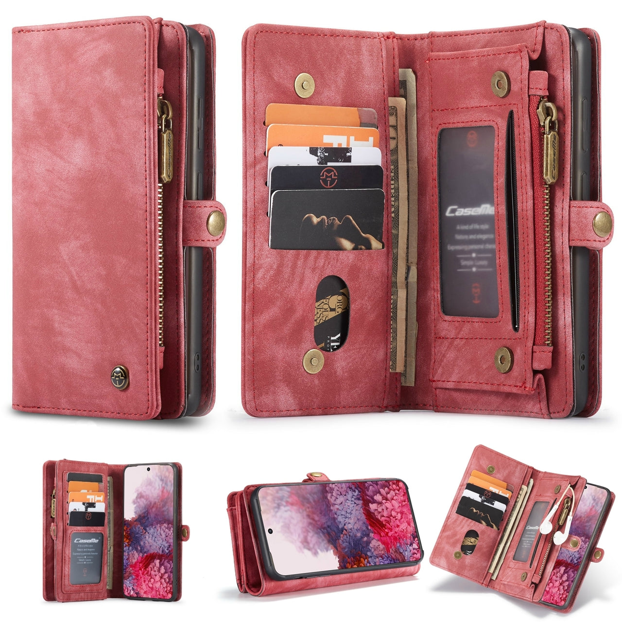 iPhone 17 Pro CaseMe Detachable Case Leather Zip Wallet Cover