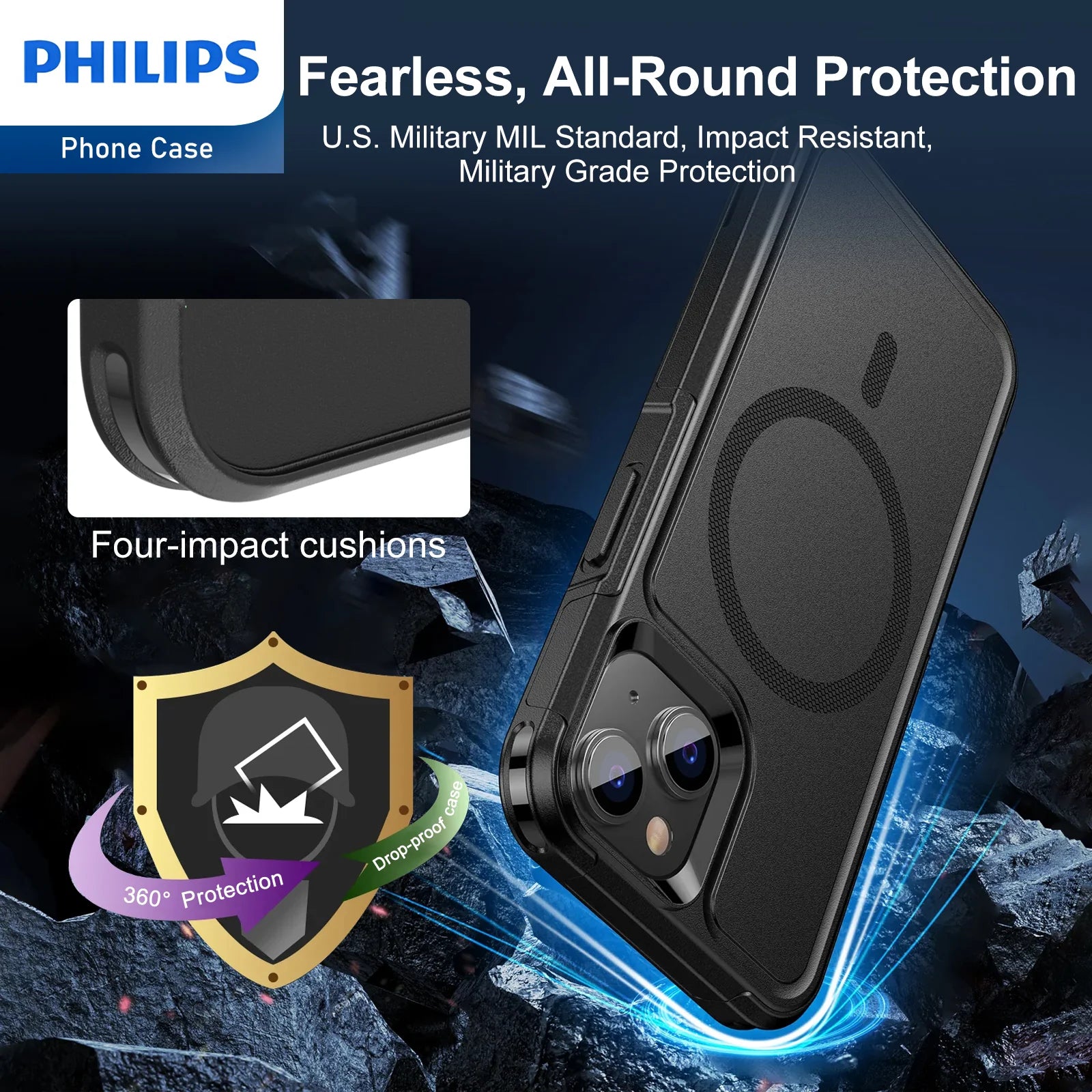 Philips MagSafe Armor Dropproof Rugged Case Black