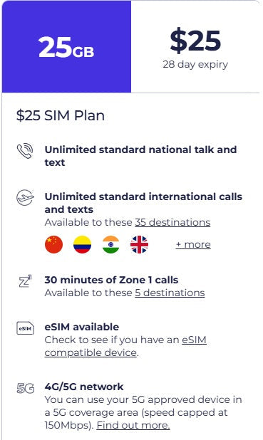 Lebara $25 Prepaid SIM Card 25GB Starter Pack
