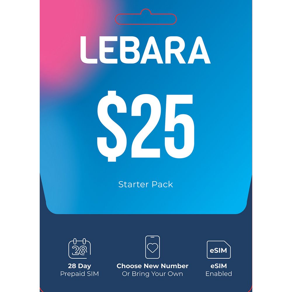 Lebara $25 Prepaid SIM Card 25GB Starter Pack