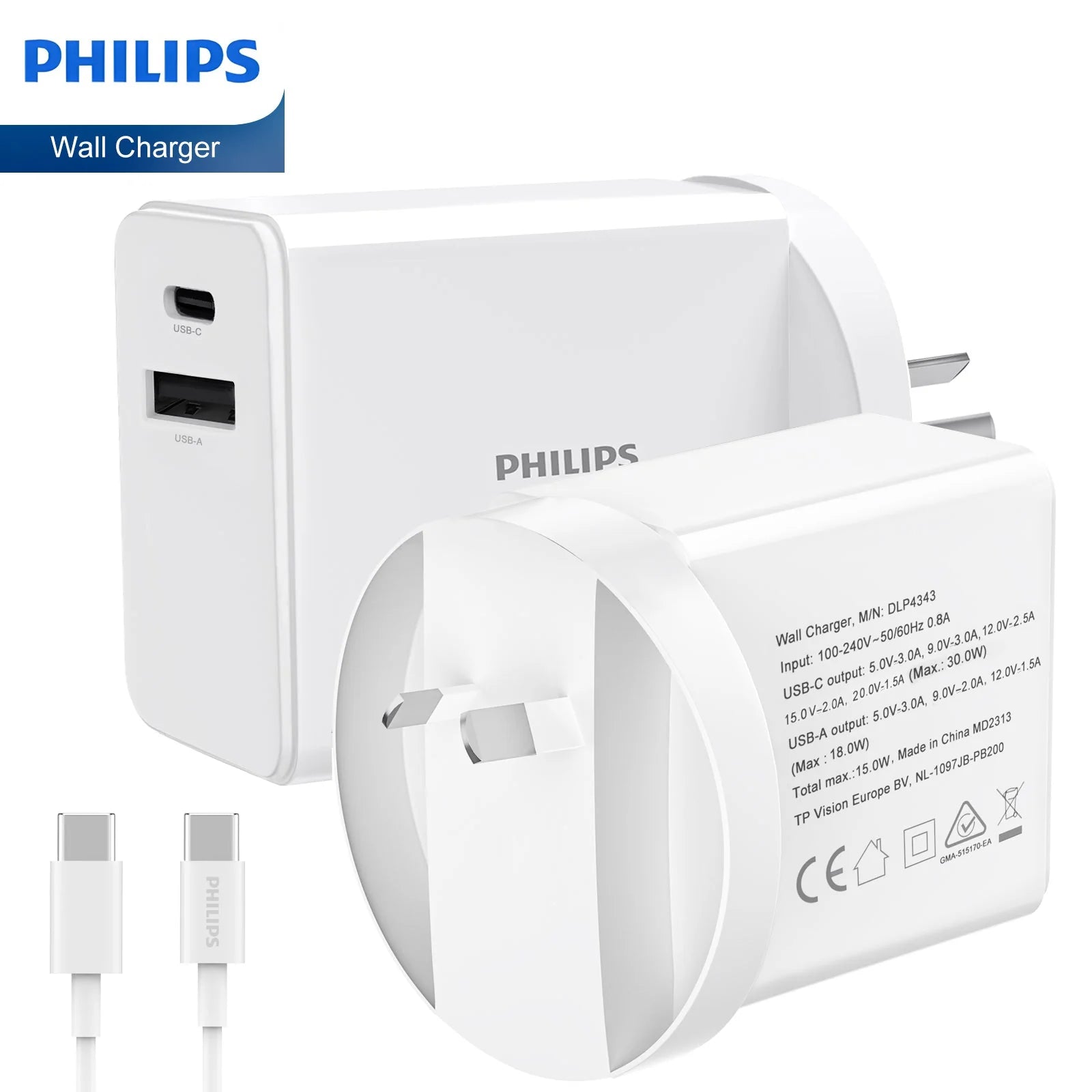 Philips 30W Power Adapter Wall Charger Plug