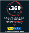 TeleChoice 365 Days Long Expiry Prepaid SIM $369 Starter Pack