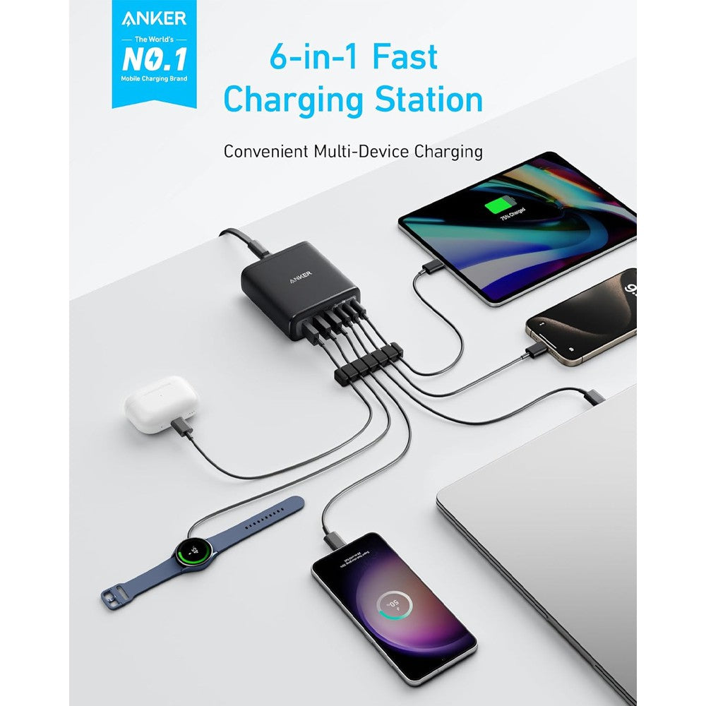 Anker 112W Super Fast 6 Ports USB-A X 3 & USB-C X3 Charger A2154T11