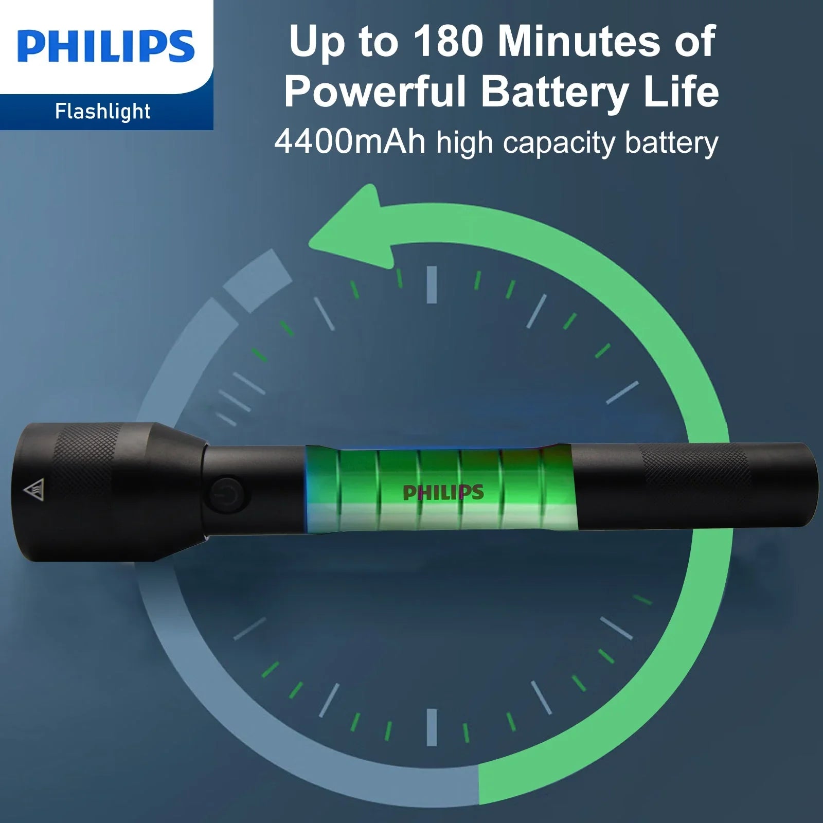 Philips SFL3602R Rechargeable LED Flashlight 1000 Lumens (Black)