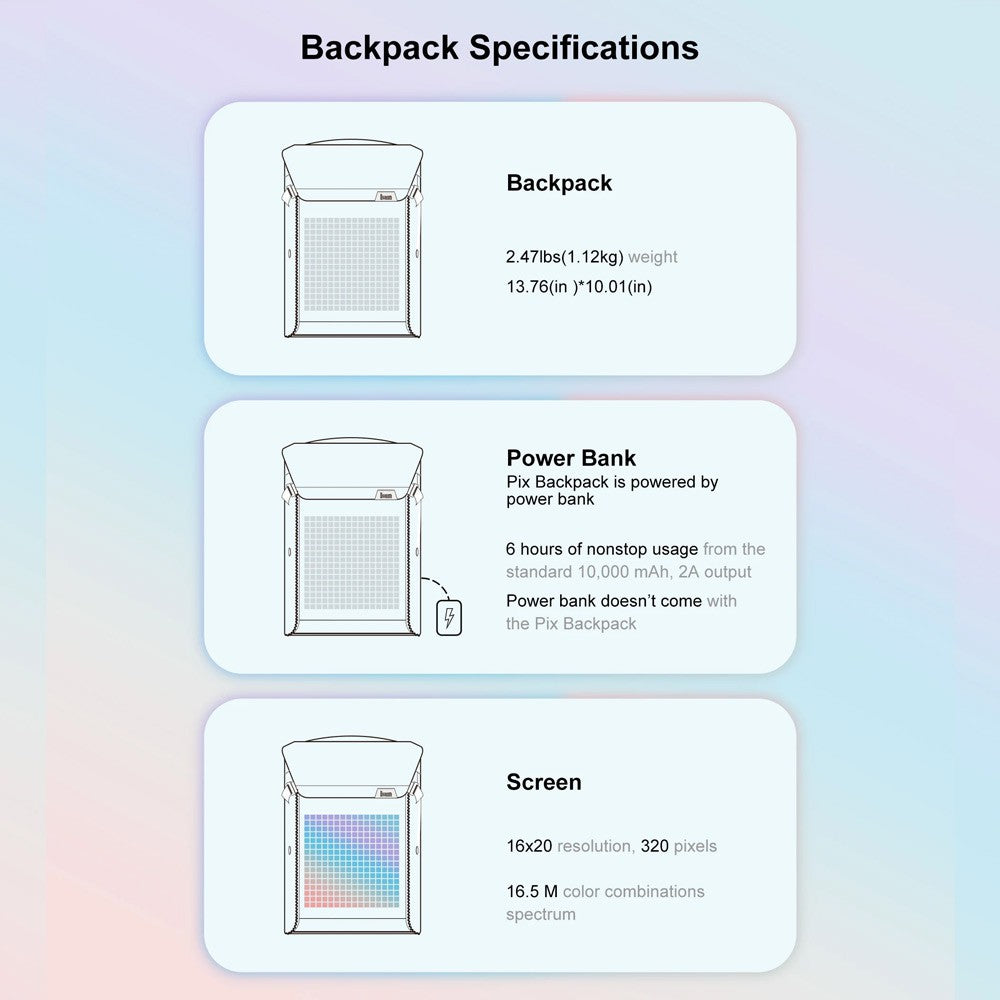 Pixoo Backpack-M Innovative Smart LED Backpack