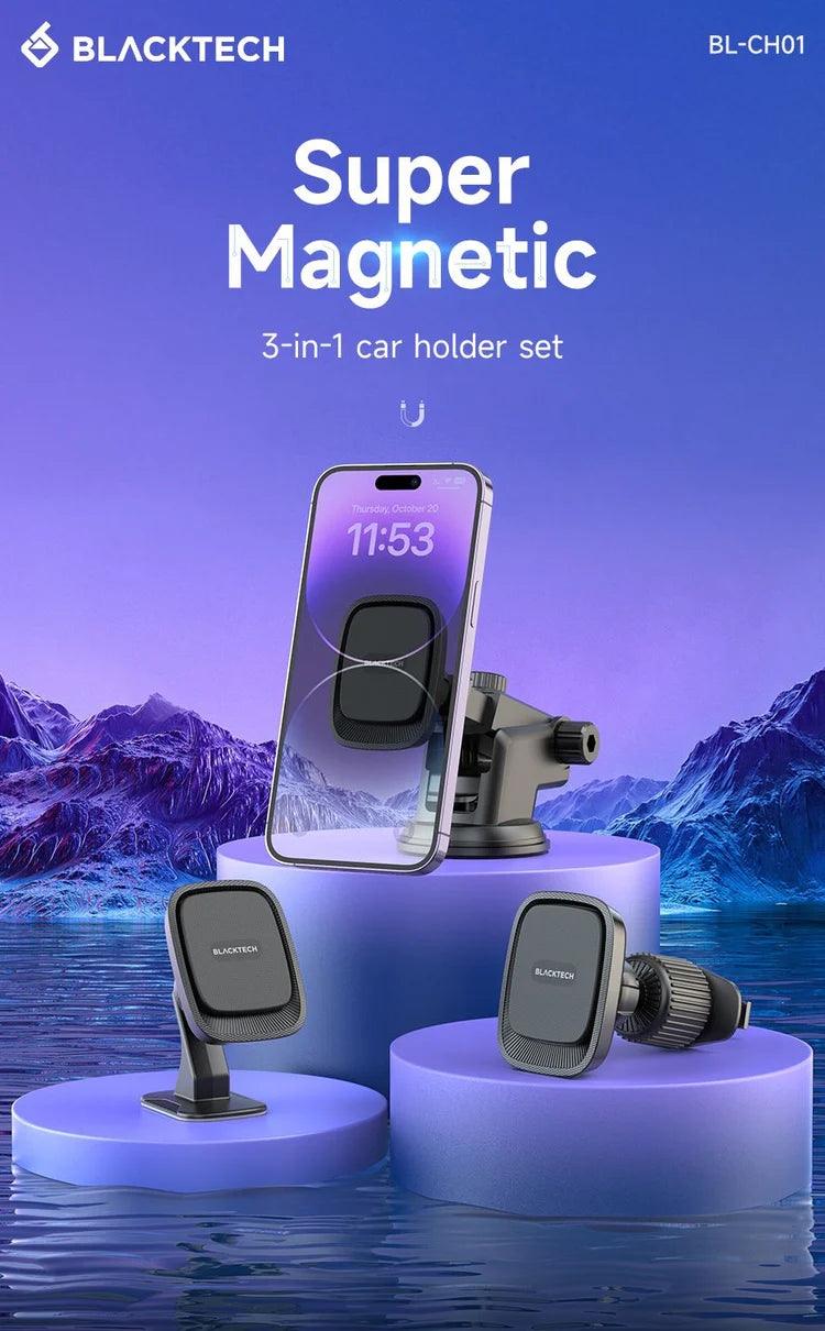 BLACKTECH BL-CH01 Super Magnetic 3 in 1 Car Phone Magnetic Holder Dashboard Windscreen Air Vent Mount