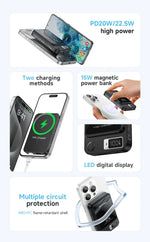 Load image into Gallery viewer, BLACKTECH BL-DB40 5000mAh 15W PD20W Magentic Digital Display Fast Wireless Charging Power Bank
