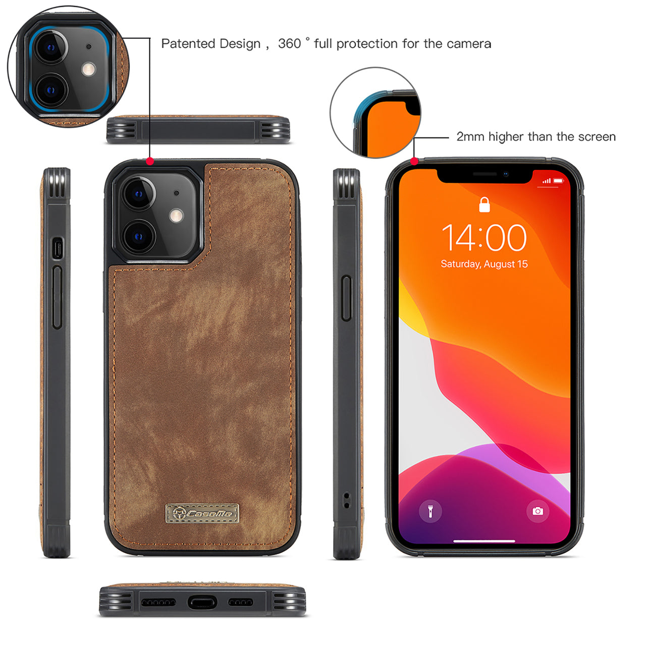 iPhone 17 CaseMe Detachable Case Leather Zip Wallet Cover