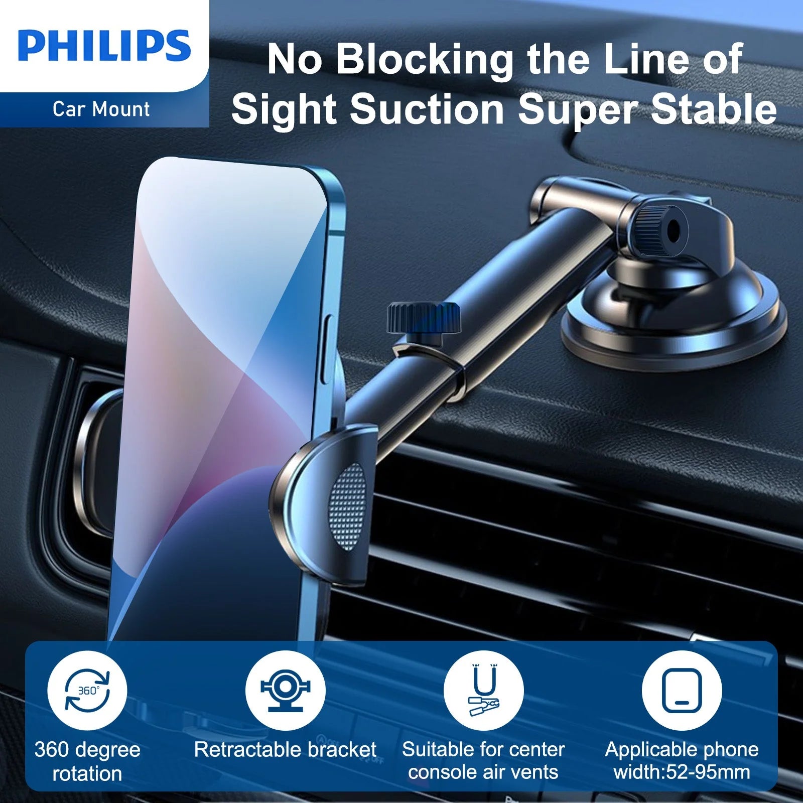Philips Universal Car Mount Phone Holder (DLK3602)