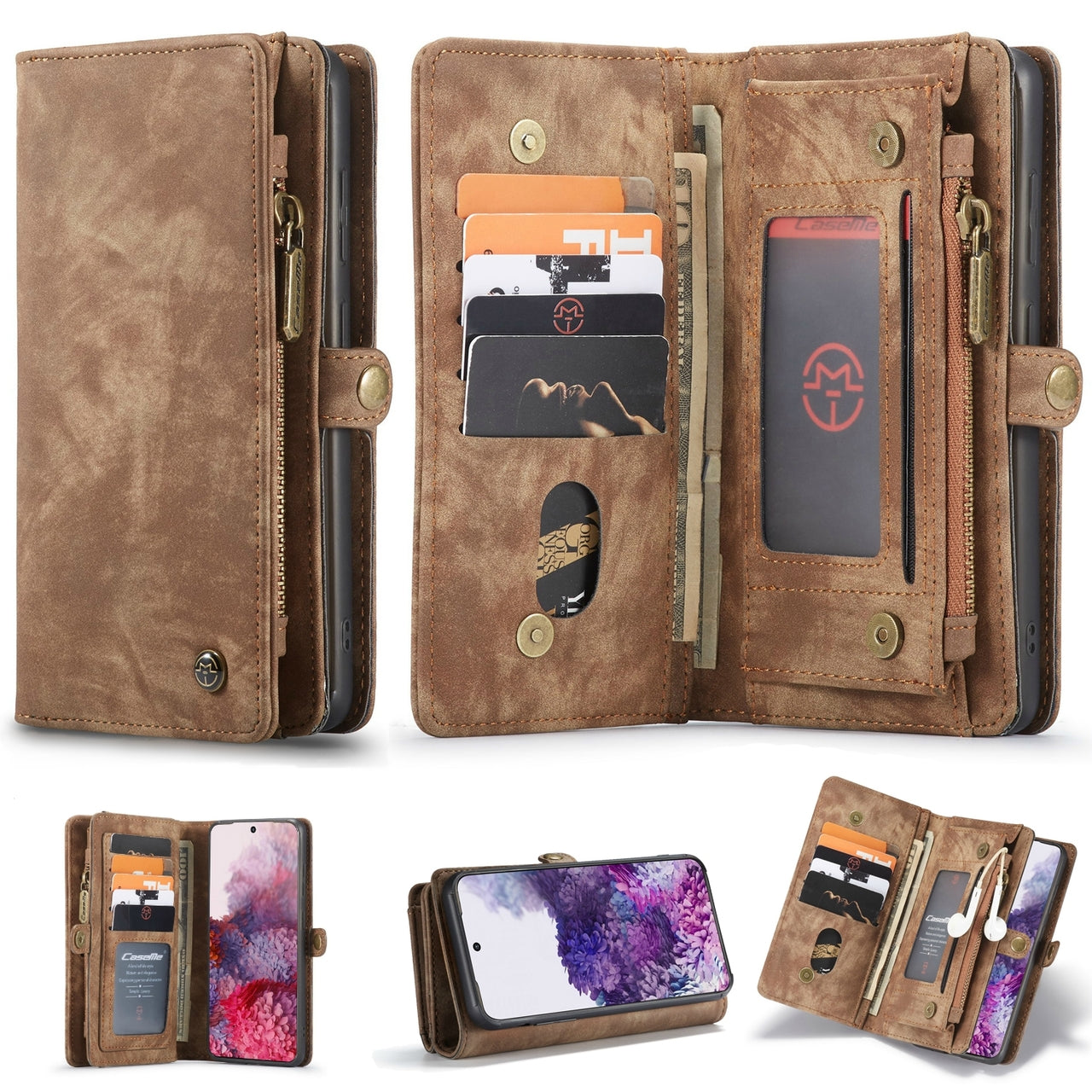 iPhone 17 Pro CaseMe Detachable Case Leather Zip Wallet Cover