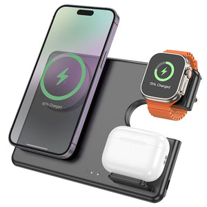 Hoco CQ1 15W Geek Folding 3 in 1 Magnetic Fast Wireless Charger For iWatch