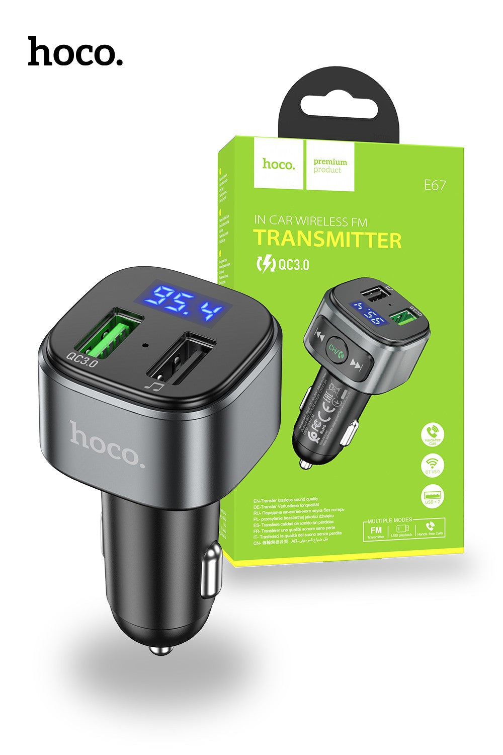 Hoco E67 QC3.0 Car Bluetooth MP3 FM Transmitter Charger