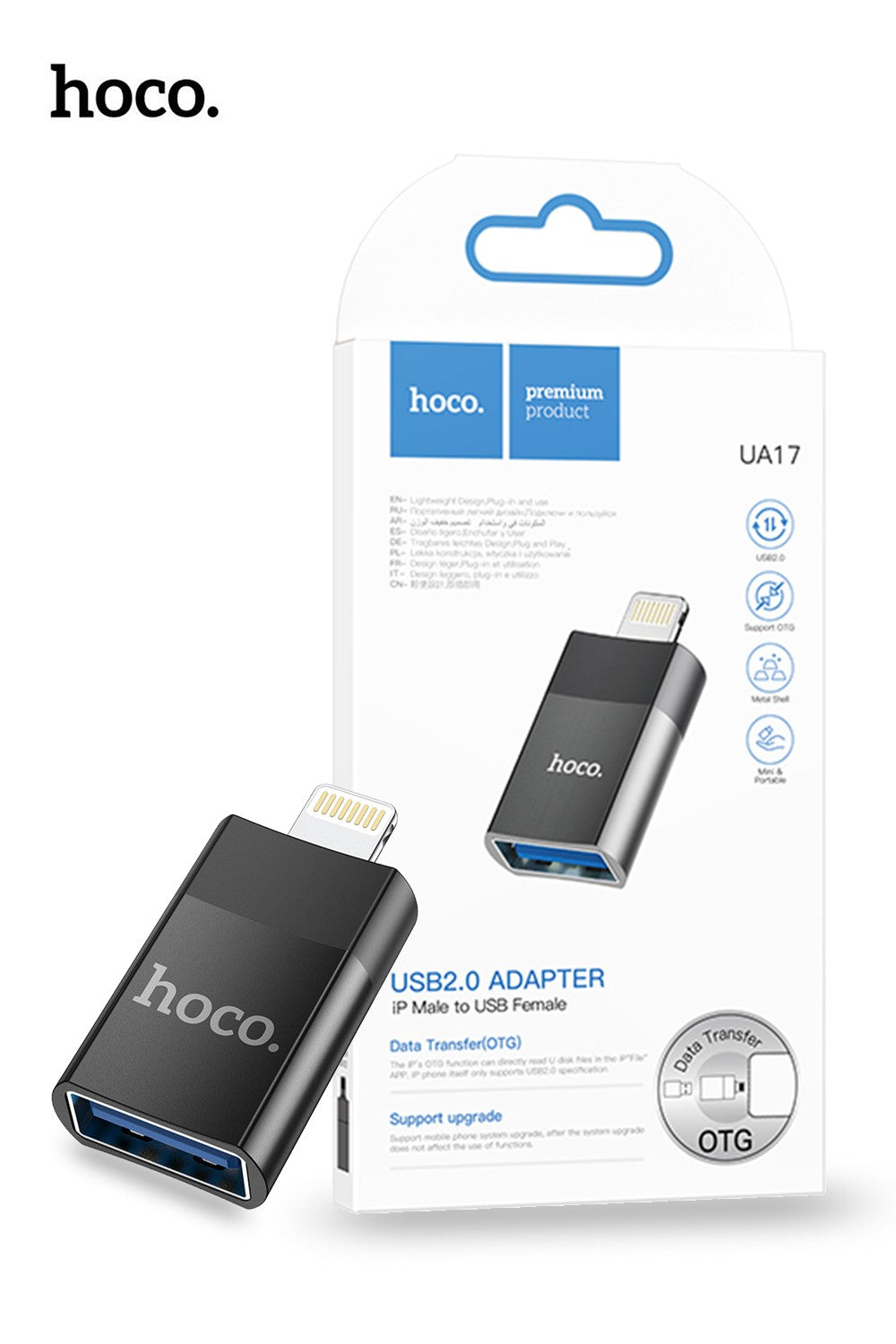 Hoco UA17 Lighting / Type C Male to USB Female OTG Adapter