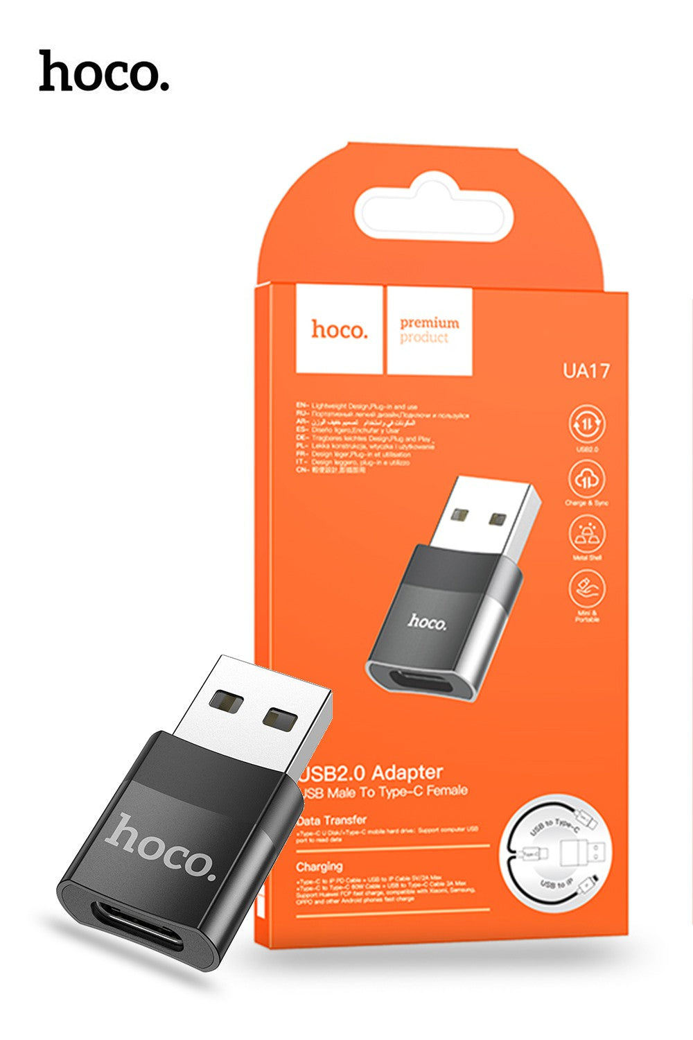 Hoco UA17 Lighting / Type C Male to USB Female OTG Adapter