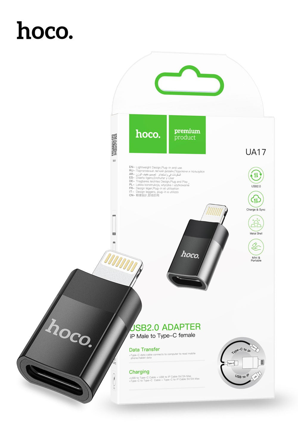 Hoco UA17 Lighting / Type C Male to USB Female OTG Adapter