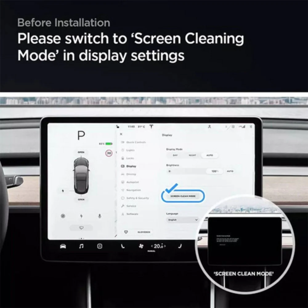 Tesla Model 3 Y 15" Tempered Glass Screen Protector + Installation Frame Clear Monitor Protection