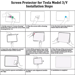 Tesla Model 3 Y 15" Tempered Glass Screen Protector + Installation Frame Clear Monitor Protection