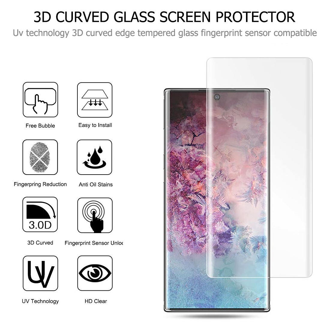 Premium Curved Tempered Glass UV Screen Protector for Samsung- 100% Original Touch Sensitive