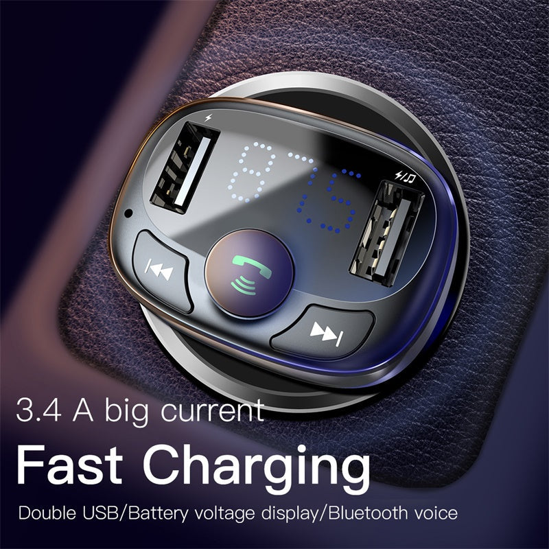 Baseus Car FM Transmitter Bluetooth MP3 Dual USB Charger SD Card Player Charger