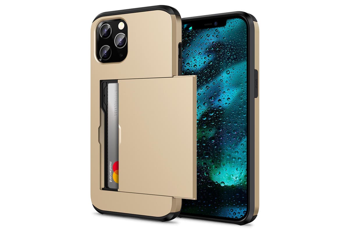 iPhone Slide Armor Wallet Credit Card Holder Protective Cover for Apple