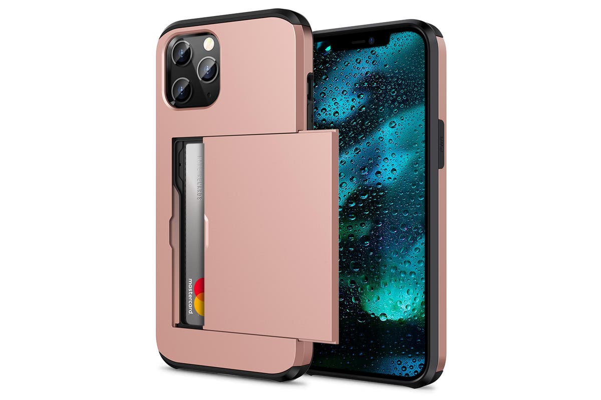 iPhone Slide Armor Wallet Credit Card Holder Protective Cover for Apple