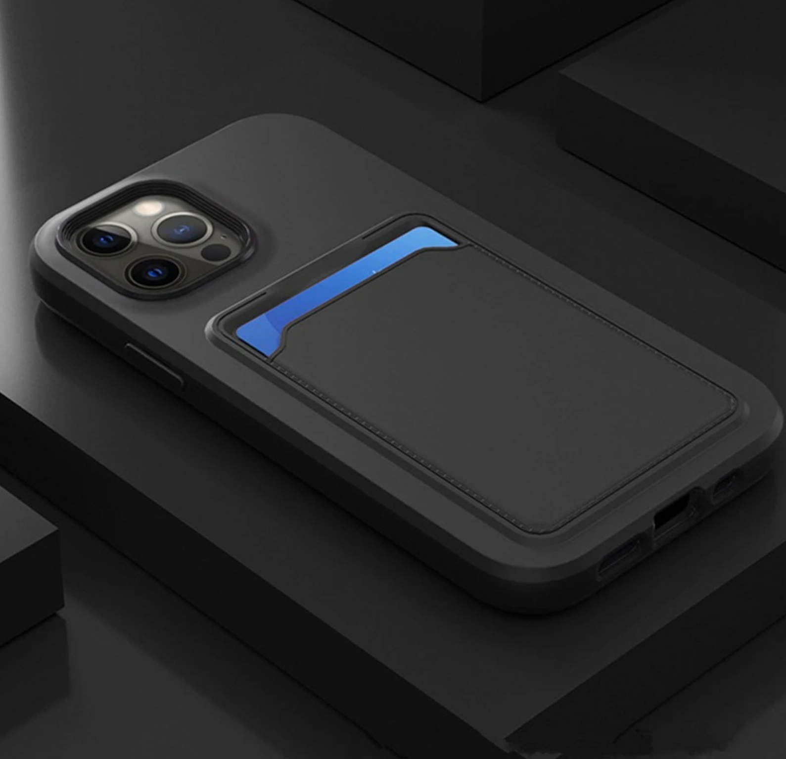 Defender Liquid Silicone & Hard Case Protection Drop Proof Tough Case with Card Holder for iPhone