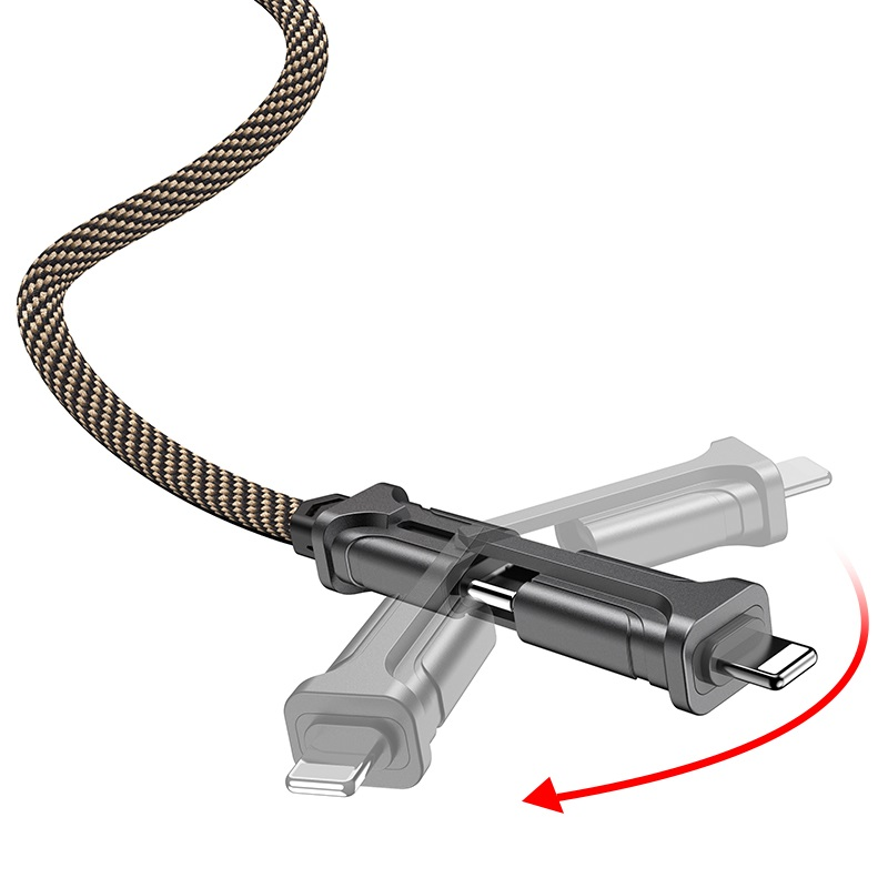 Hoco S22 Magic Cube 60W USB to Lighting / Type-C / Type-C to Type-C / Lighting Charging Data Cable 1.2m Zinc Alloy connectors and Woven Cloth Braid