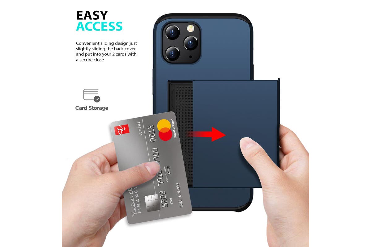 iPhone Slide Armor Wallet Credit Card Holder Protective Cover for Apple