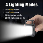 Load image into Gallery viewer, LED COB Lantern Multifunctional Pocket Work Light Rechargeable Flashlight Keychain Lights 4 Modes for Outdoor Camping
