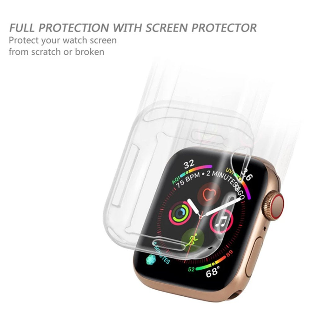 Apple Watch FULL COVERAGE - Clear Case with Tempered Glass Screen Protector