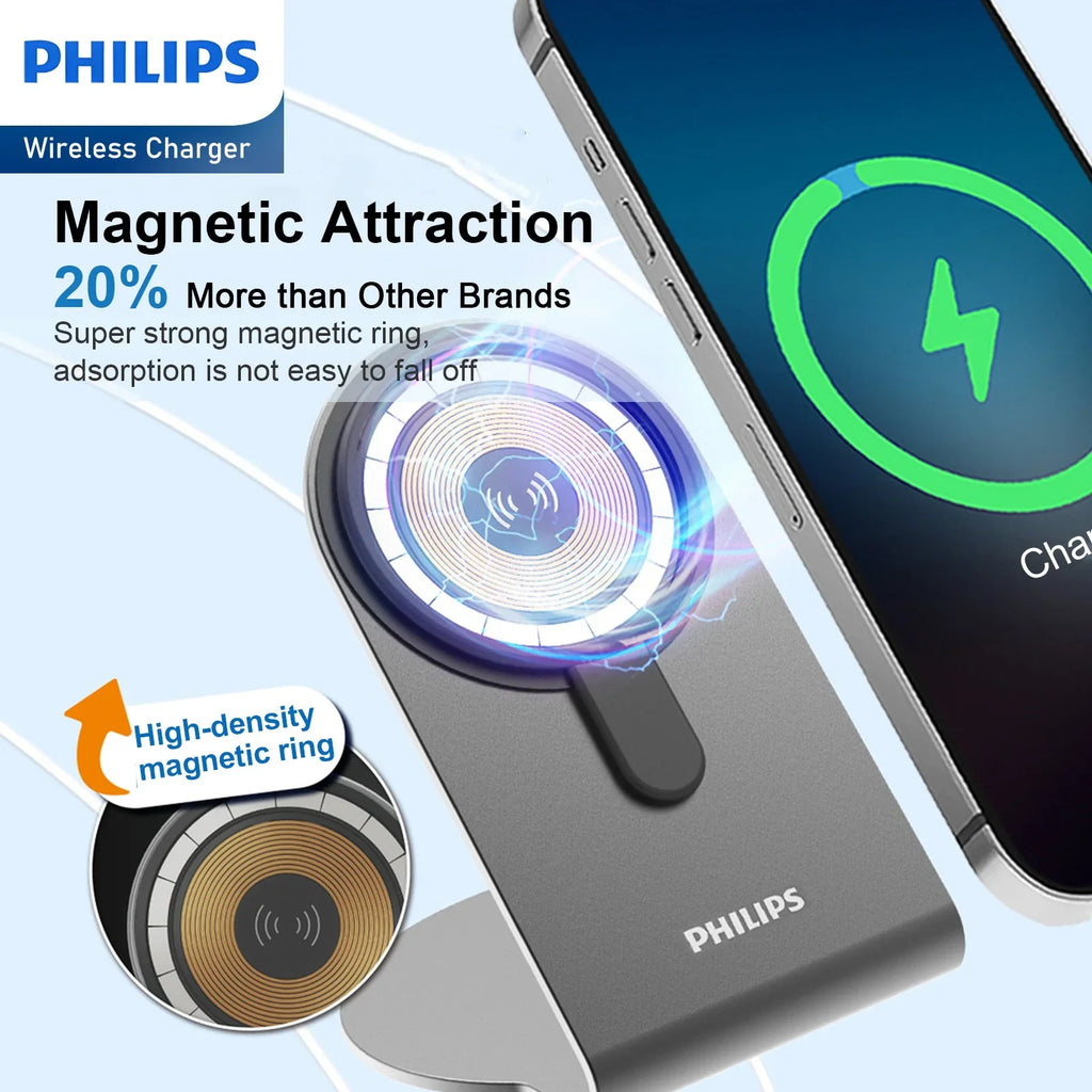 Philips 15W Wireless Charger，Explorer's Edition Magnetic Wireless Fast Charging Charger DLK3535Q