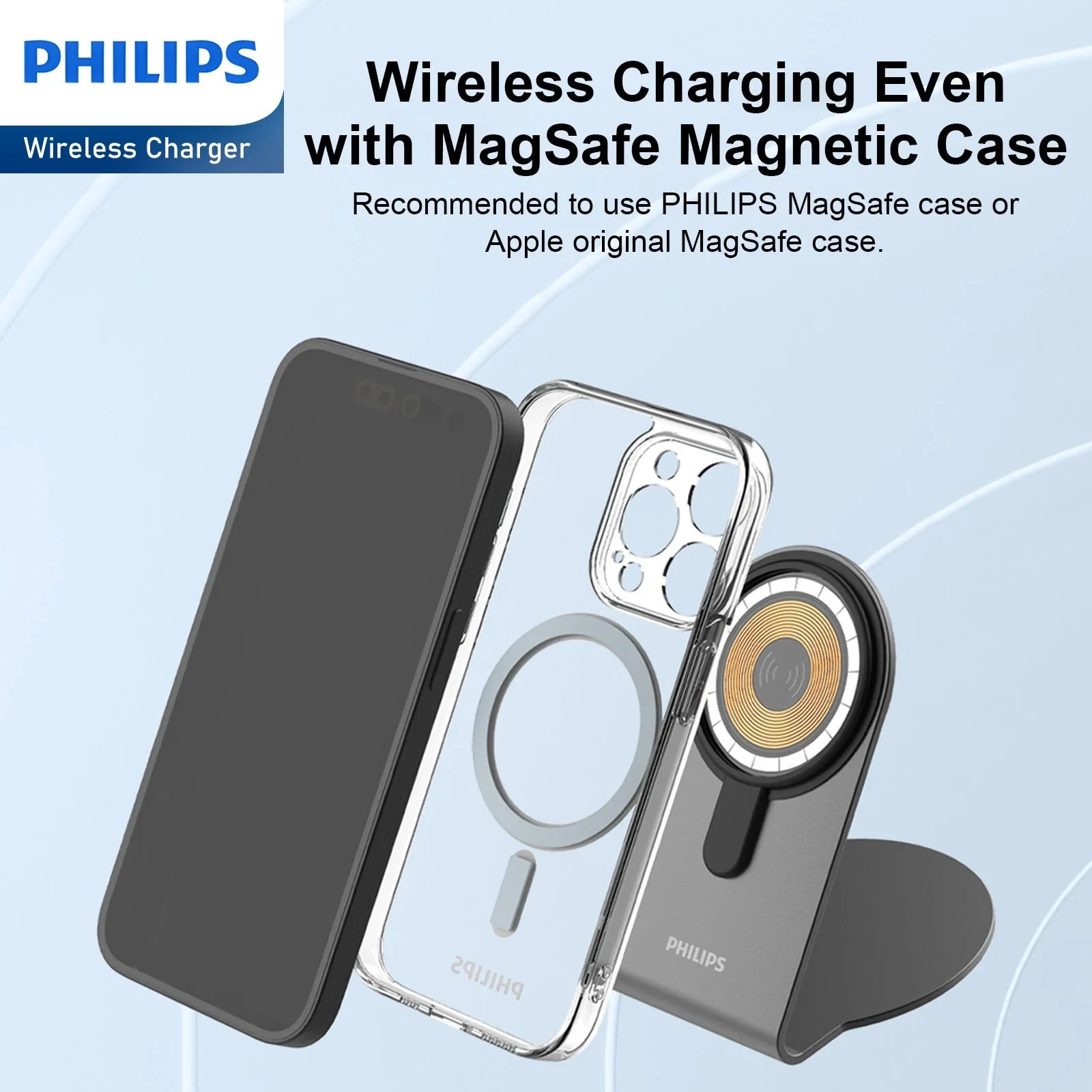 Philips 15W Wireless Charger，Explorer's Edition Magnetic Wireless Fast Charging Charger DLK3535Q